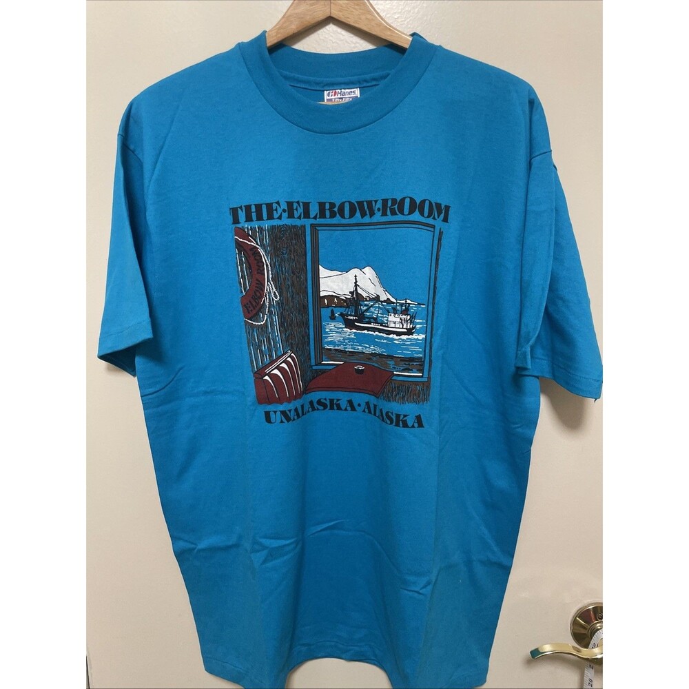 Vintage Single Stitch T Shirt The Elbow Room Unalaska Alaska XL NOS 90s